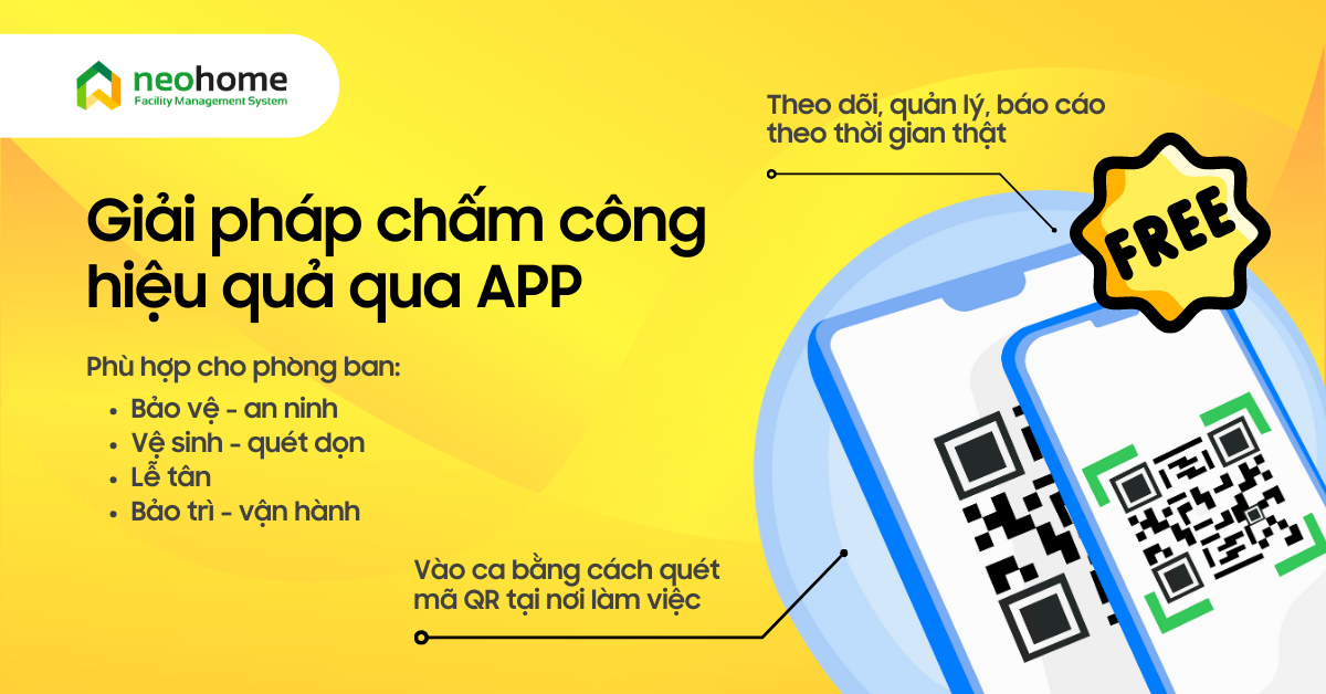 Giải pháp chấm công qua APP và QR Code miễn phí từ neohome