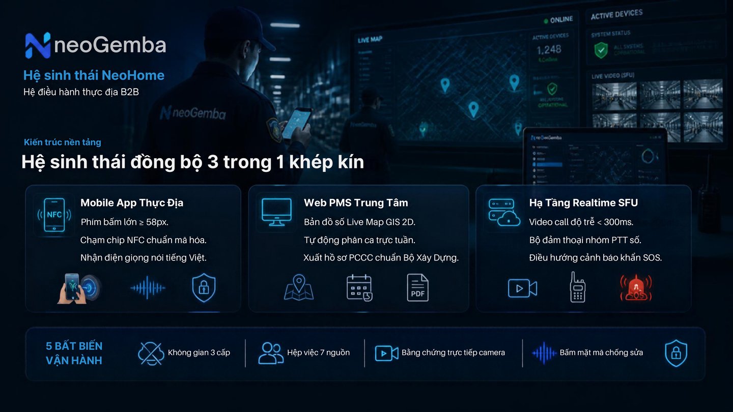 Kiến trúc nền tảng hệ sinh thái đồng bộ 3 trong 1 khép kín của neoGemba
